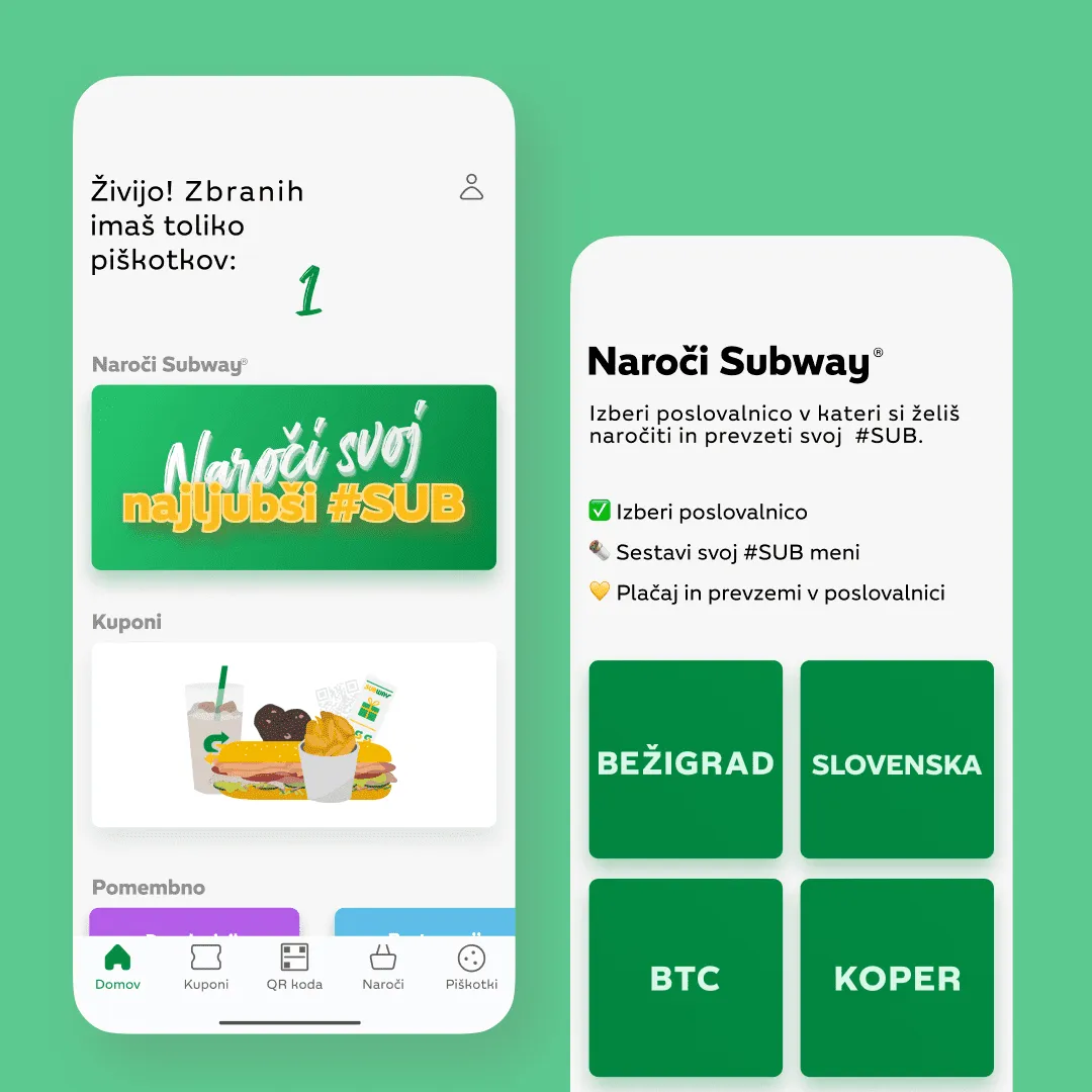Subway® Slovenija loyalty app screenshot 1